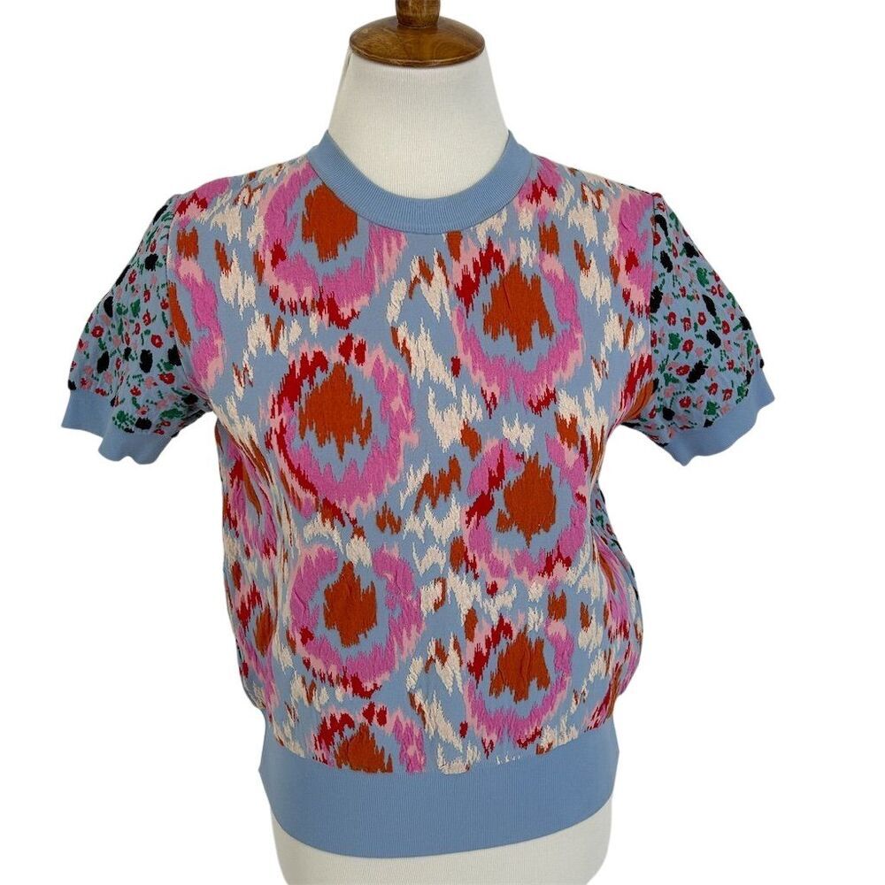 Marni jacquard knit top, Multicolor Geometric Knit Top Short Sleeve 44 / 8 / M - Picture 8 of 15
